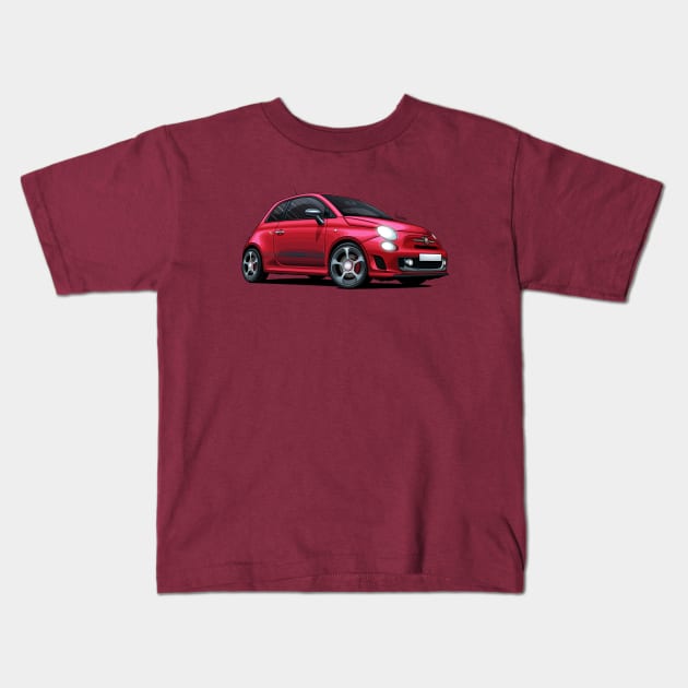 Abarth 595 Competizione Red - Illustration Kids T-Shirt by Mario Ramos Rally Art